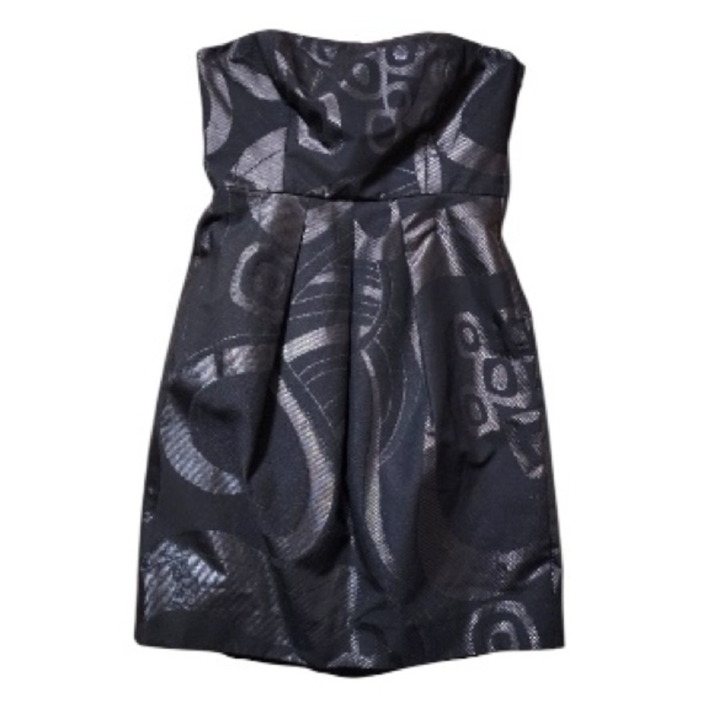 Tibi Metallic Black Strapless Dress